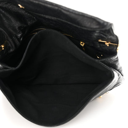 Balenciaga Agneau Giant 12 Gold Hardware Envelope Strap Clutch Black 6 of 13