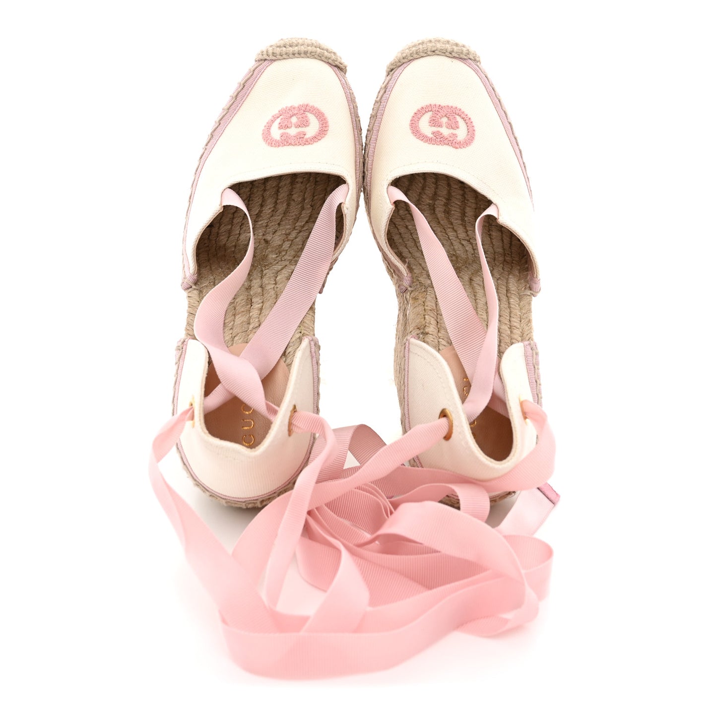 Canvas Grossgrain Embroidered Judit Ankle Wrap Platform 35/120mm Espadrille Wedges 37 White Shell
