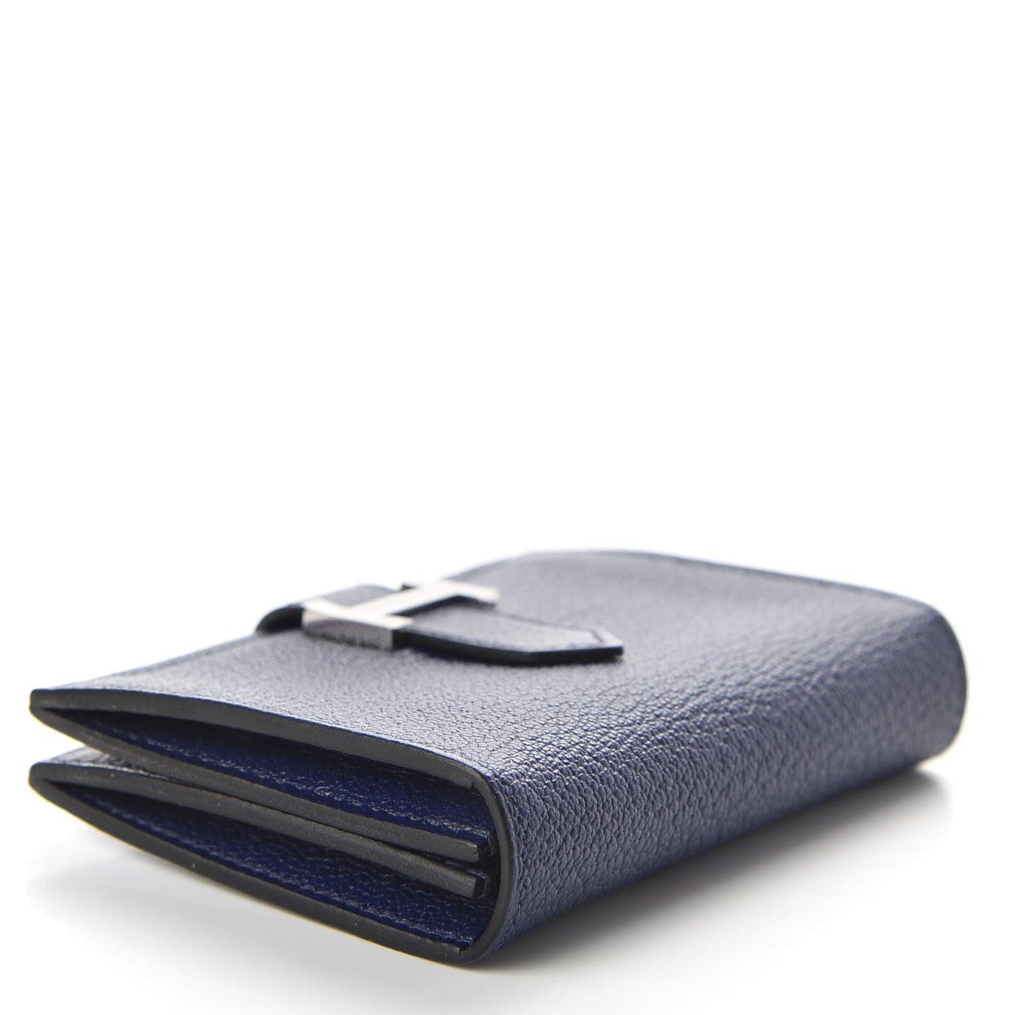 Chevre Mysore Bearn Card Holder Wallet Bleu Encre