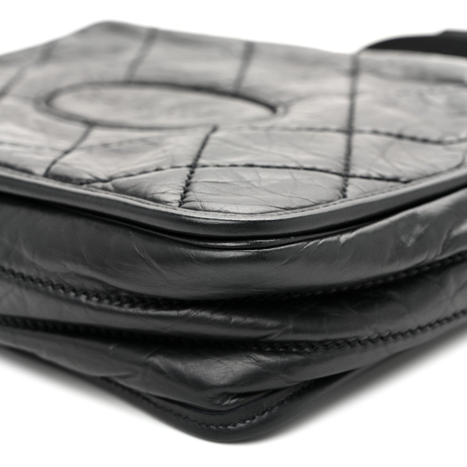 Chanel Aged Calfskin Quilted Vintage Ligne Messenger Flap Black 10 of 10