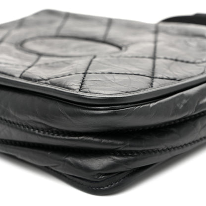 Chanel Aged Calfskin Quilted Vintage Ligne Messenger Flap Black 10 of 10