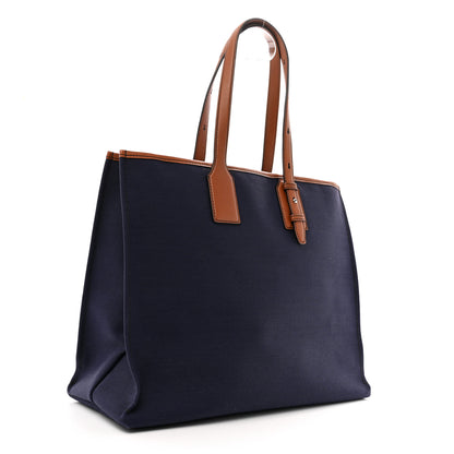 Salvatore Ferragamo Canvas 1927 Signature Tote Navy Brown 3 of 12
