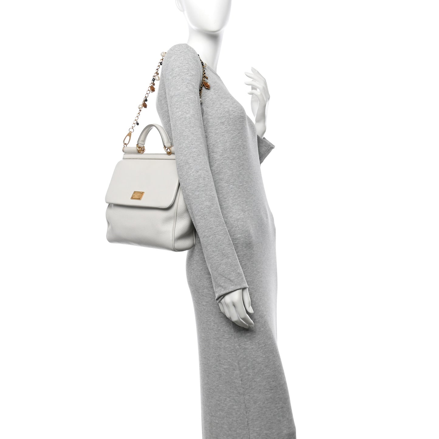 Calfskin Medium Miss Sicily Satchel White