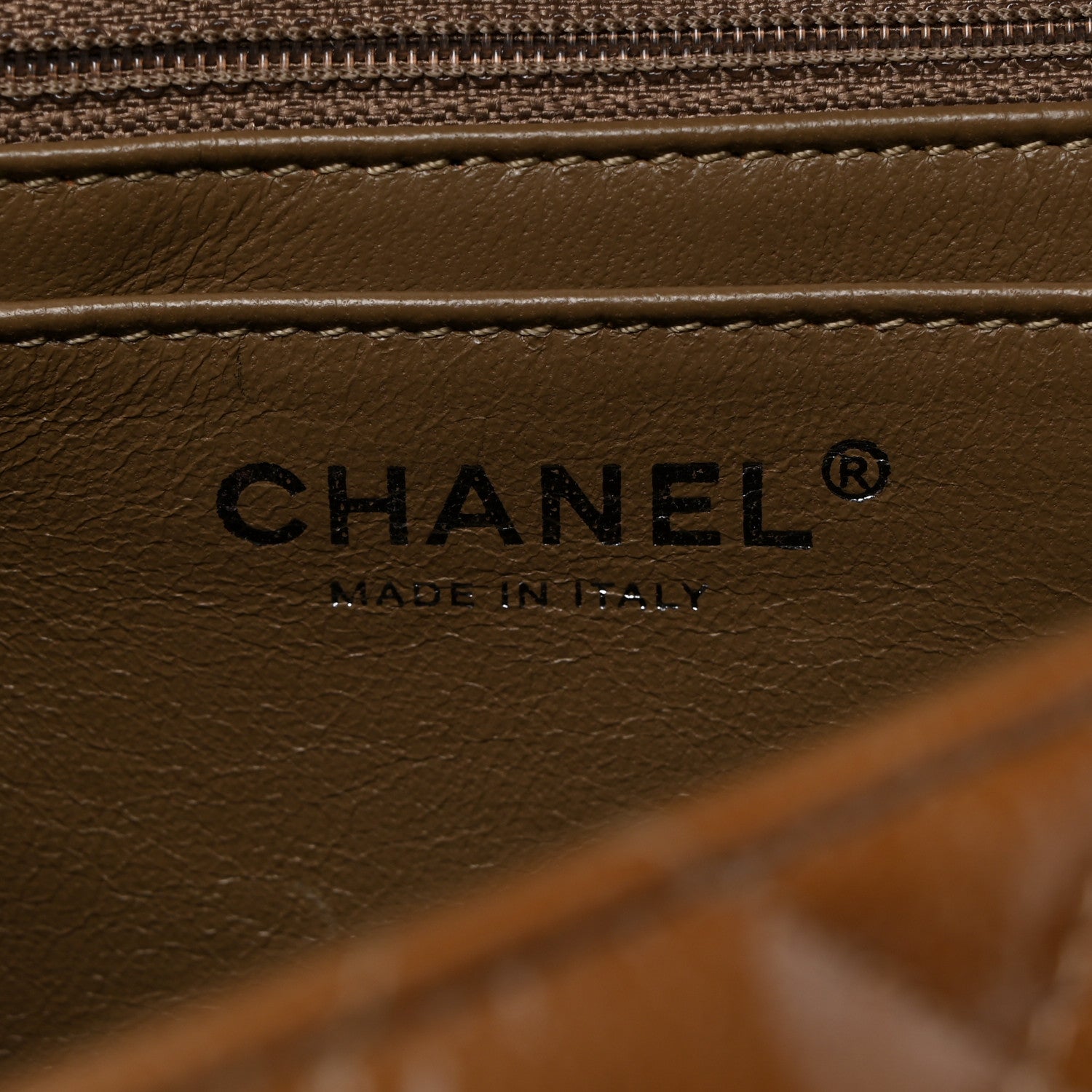 Chanel Crinkled Patent Quilted Jumbo Single Flap Camel Beige 6 of 10