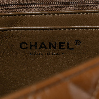 Chanel Crinkled Patent Quilted Jumbo Single Flap Camel Beige 6 of 10