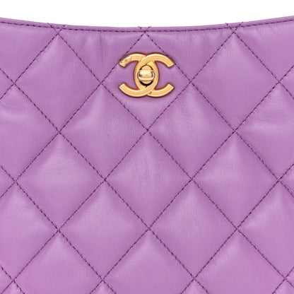Chanel Lambskin Quilted Small Pick Me Up Hobo Purple 8 of 11