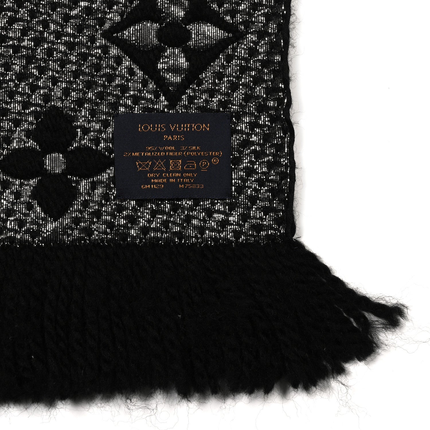Louis Vuitton Wool Silk Logomania Shine Scarf Black 3 of 4