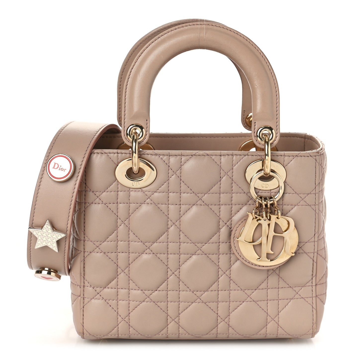 Lambskin Cannage Small Lucky Badges My Lady Dior Taupe