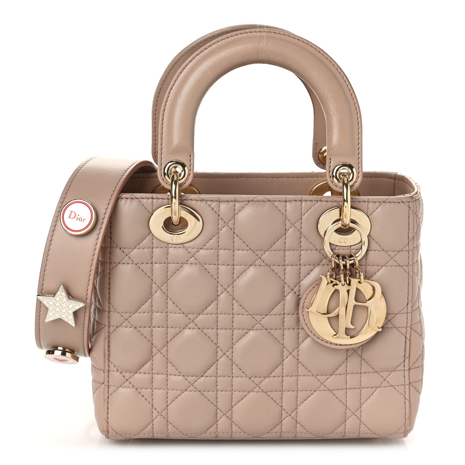 Christian Dior Lambskin Cannage Small Lucky Badges My Lady Dior Taupe 1 of 10