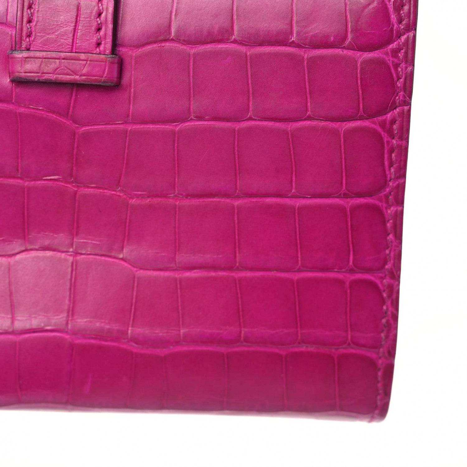Hermes Matte Alligator Bearn Compact Wallet Rose Scheherazade 18 of 19