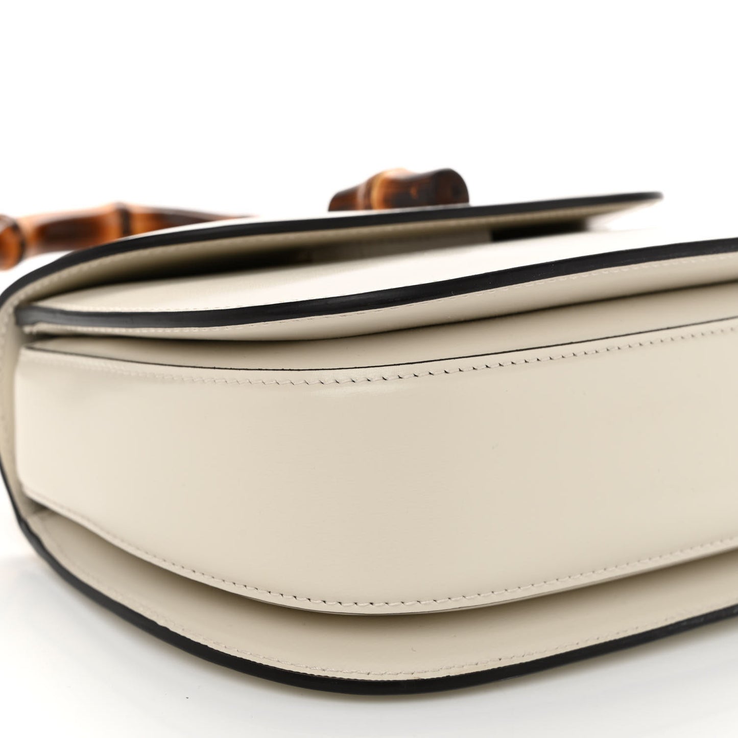 Boarded Dyana Lux Calfskin Web Small Bamboo 1947 Top Handle Bag Mystic White