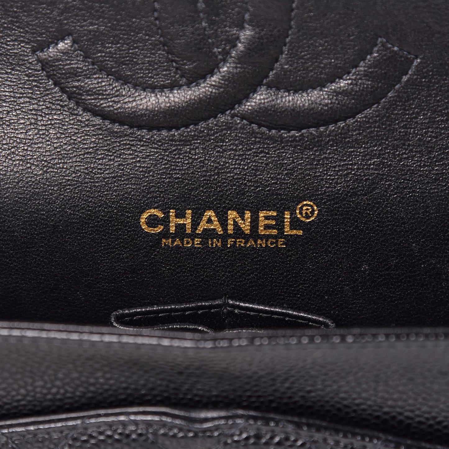 Caviar Quilted Medium Double Flap Black