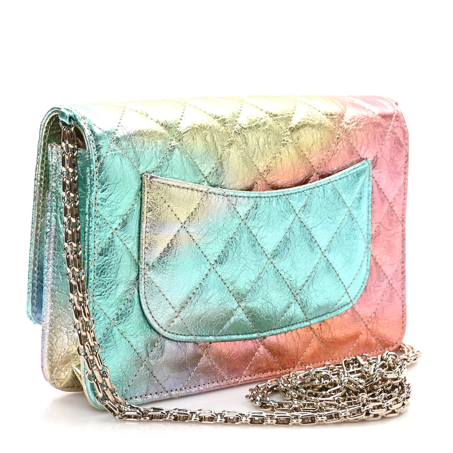 Metallic Goatskin Quilted 2.55 Reissue Wallet on Chain WOC Multicolor