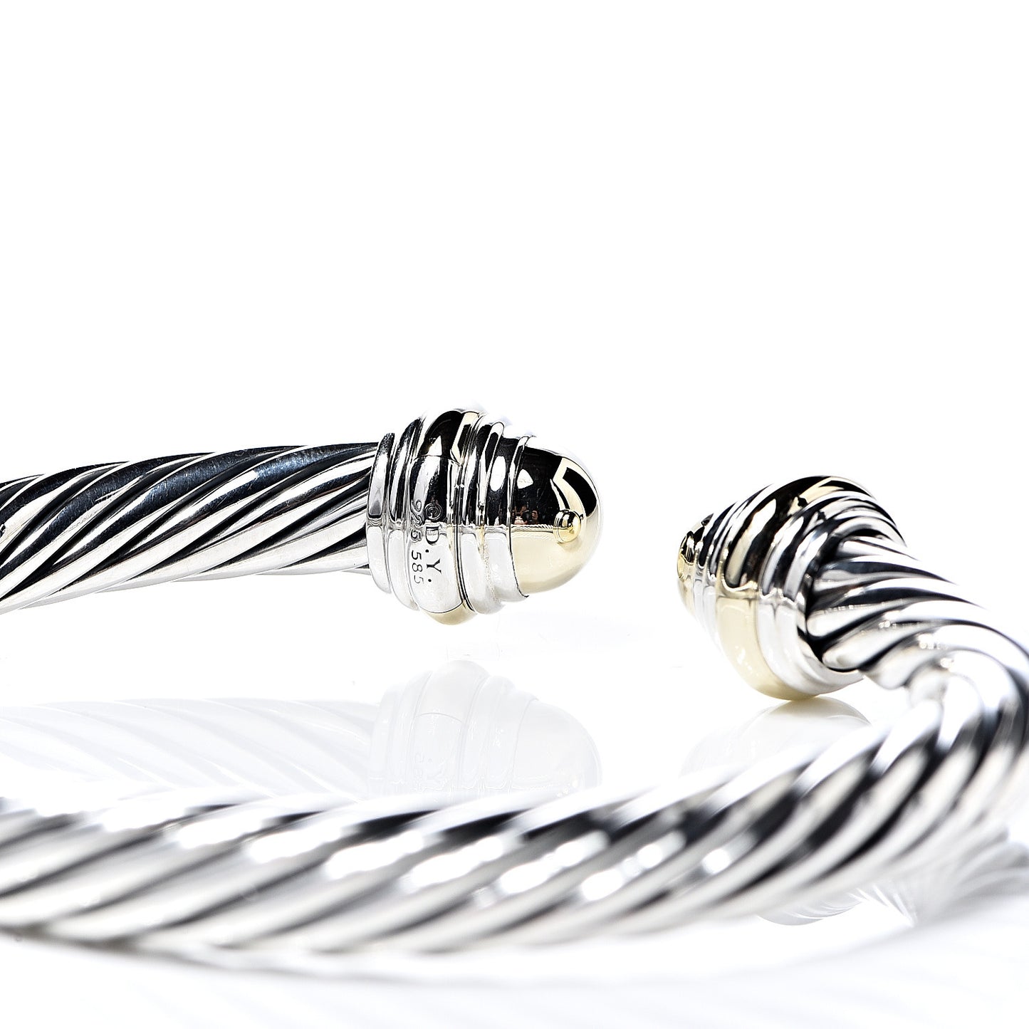 Sterling Silver 14K Yellow Gold 7mm Cable Classics Bracelet