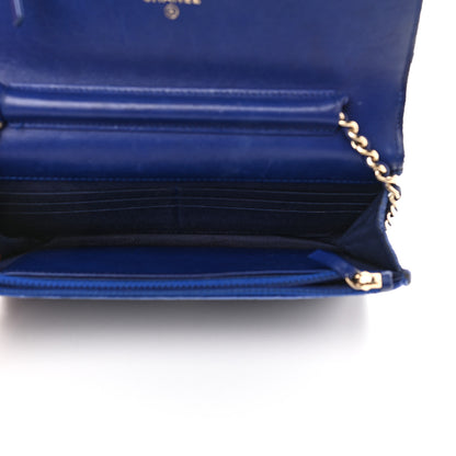 Chanel Velvet Quilted Boy Wallet On Chain WOC Blue 5 of 12