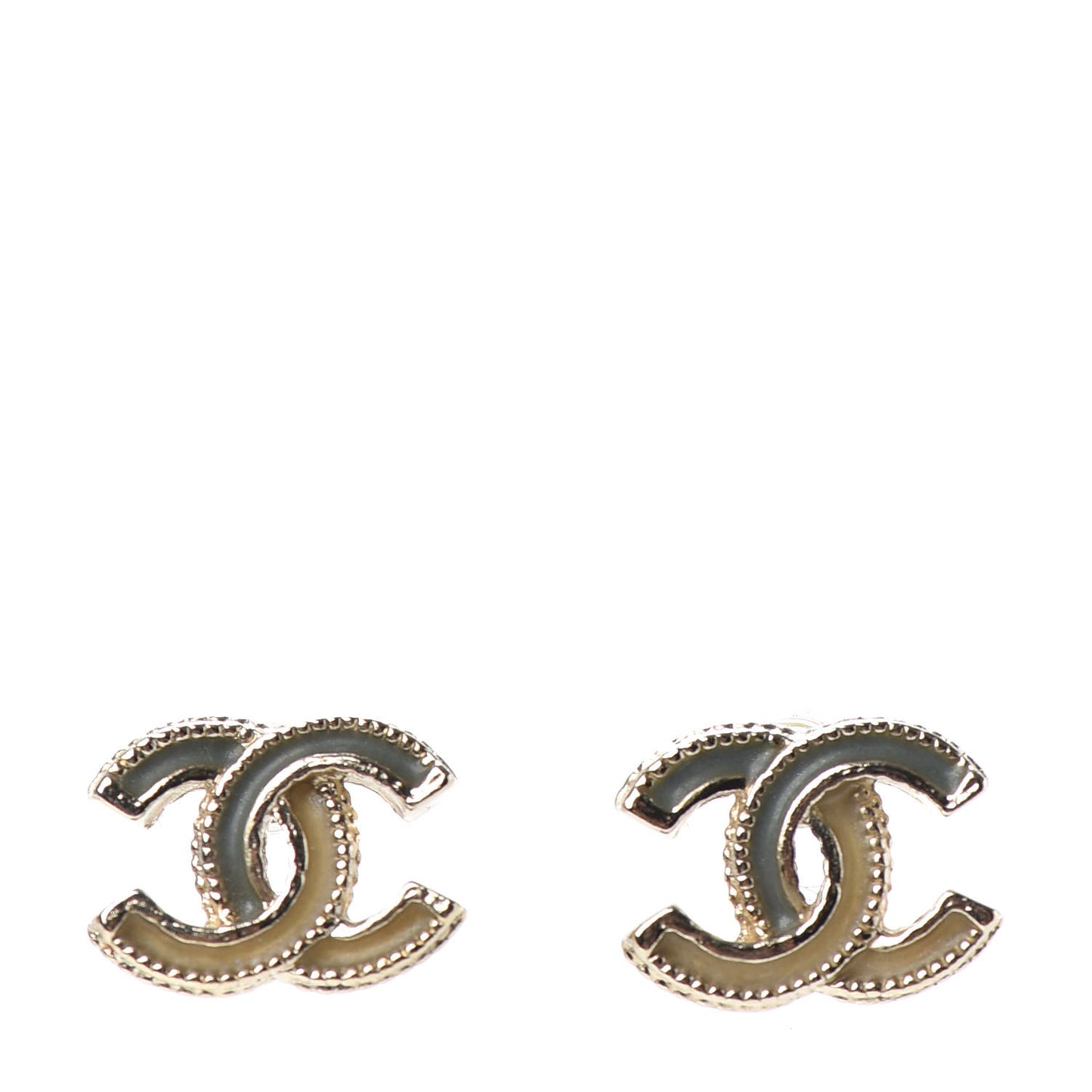Glitter Enamel CC Earrings Grey Gold