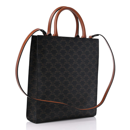 Celine Triomphe Canvas Calfskin Small Vertical Cabas Tan 3 of 9