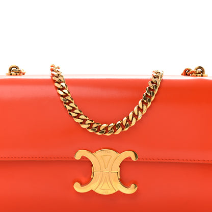 Celine Shiny Calfskin Triomphe Chain Shoulder Bag Pop Orange 8 of 19