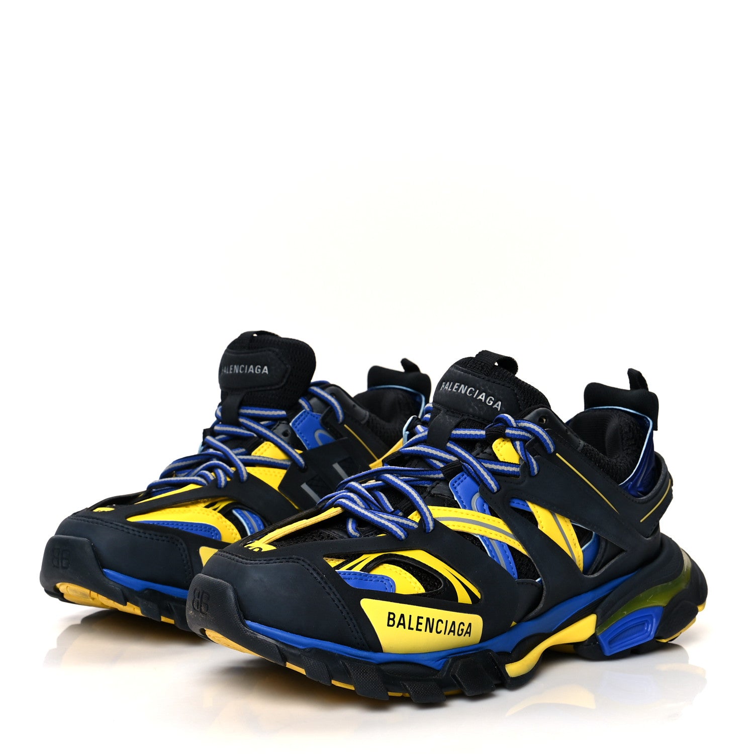 Balenciaga Mesh Nylon Mens Track Sneakers 40 Black Yellow Blue 3 of 7