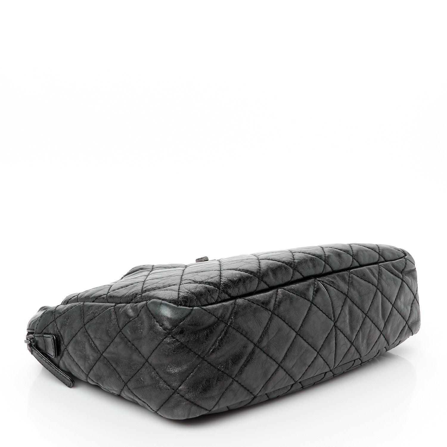 Chanel Metallic Aged Calfskin Quilted Large Reissue Camera Case Black 4 of 10
