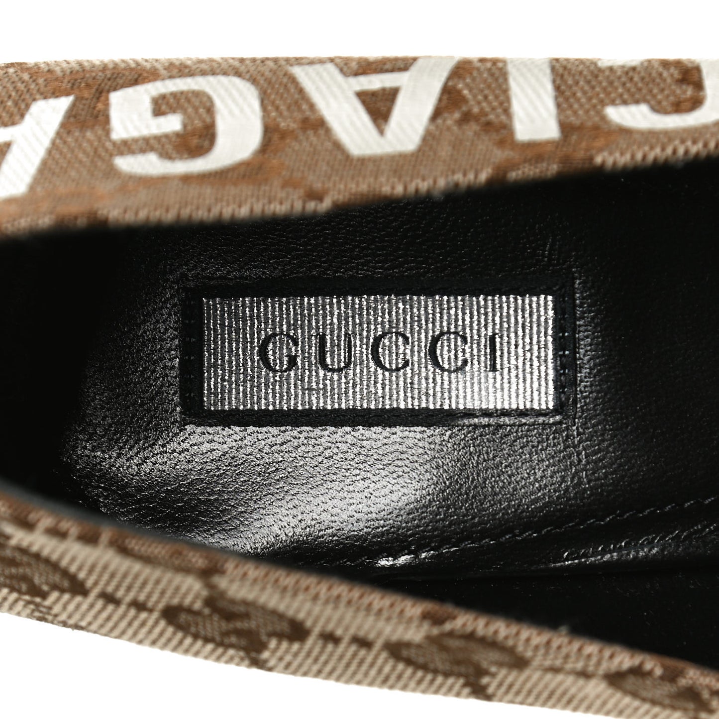 X GUCCI GG Monogram Square Knife 80mm Pumps 39.5 Beige Ebony