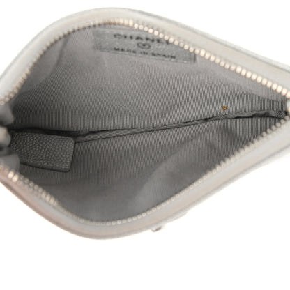 Chanel Metallic Caviar Chevron Quilted Small Vintage Mademoiselle Cosmetic Case Silver 5 of 8