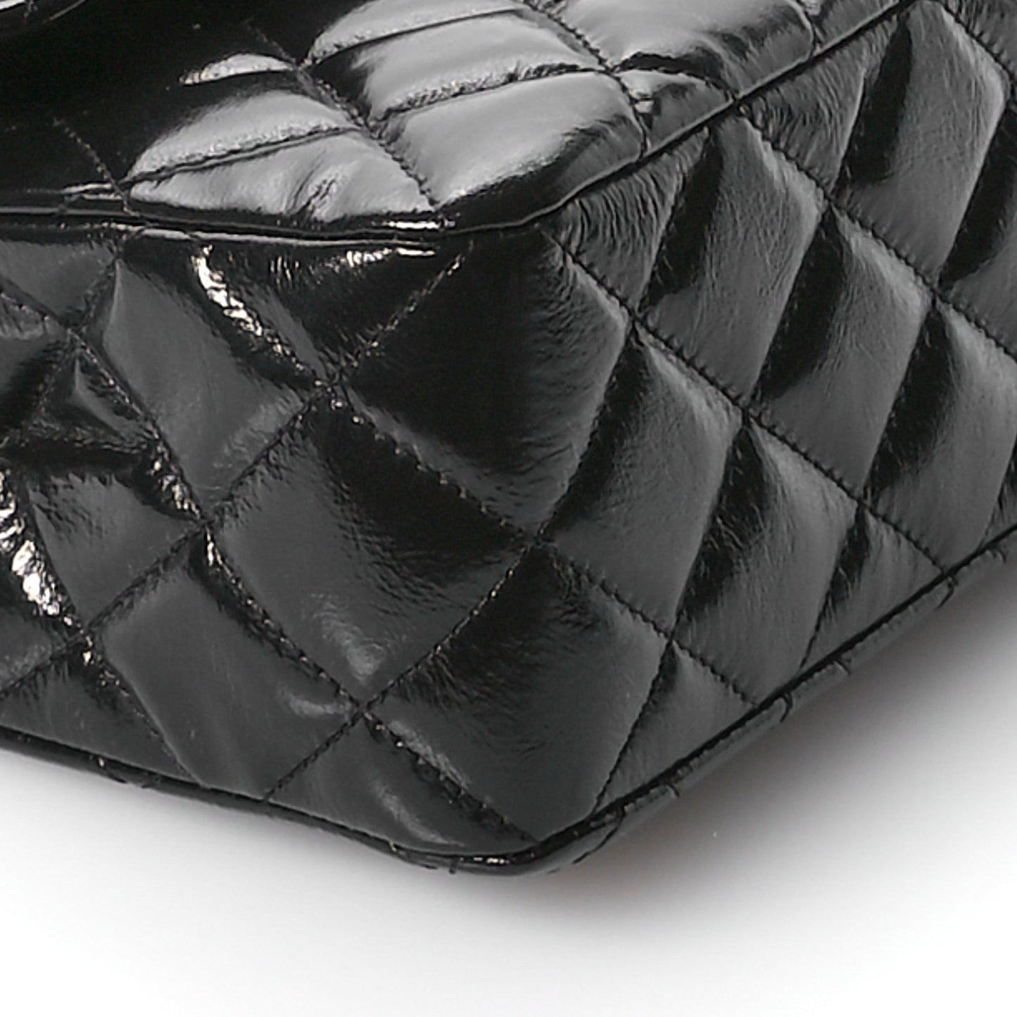 Shiny Crumpled Calfskin Quilted Small Double Flap So Black