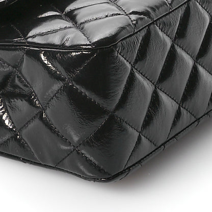 Chanel Shiny Crumpled Calfskin Quilted Small Double Flap So Black 8 of 10