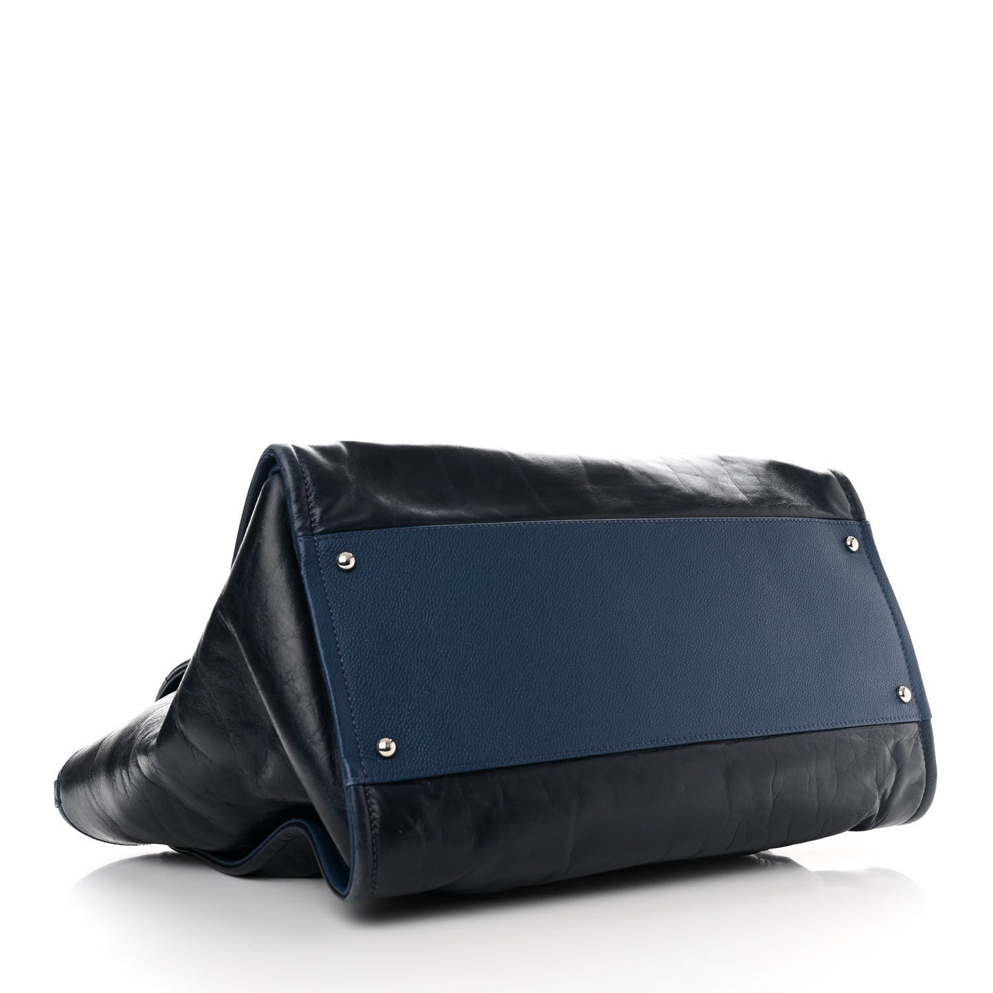 Glazed Calfskin Medium Deauville Tote Blue