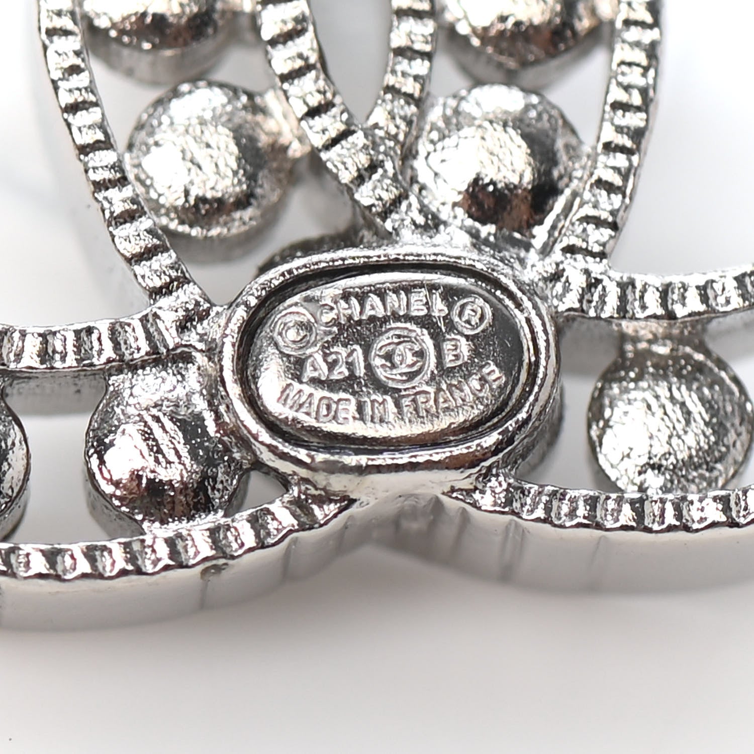 Chanel Crystal CC Earrings Silver 4 of 4