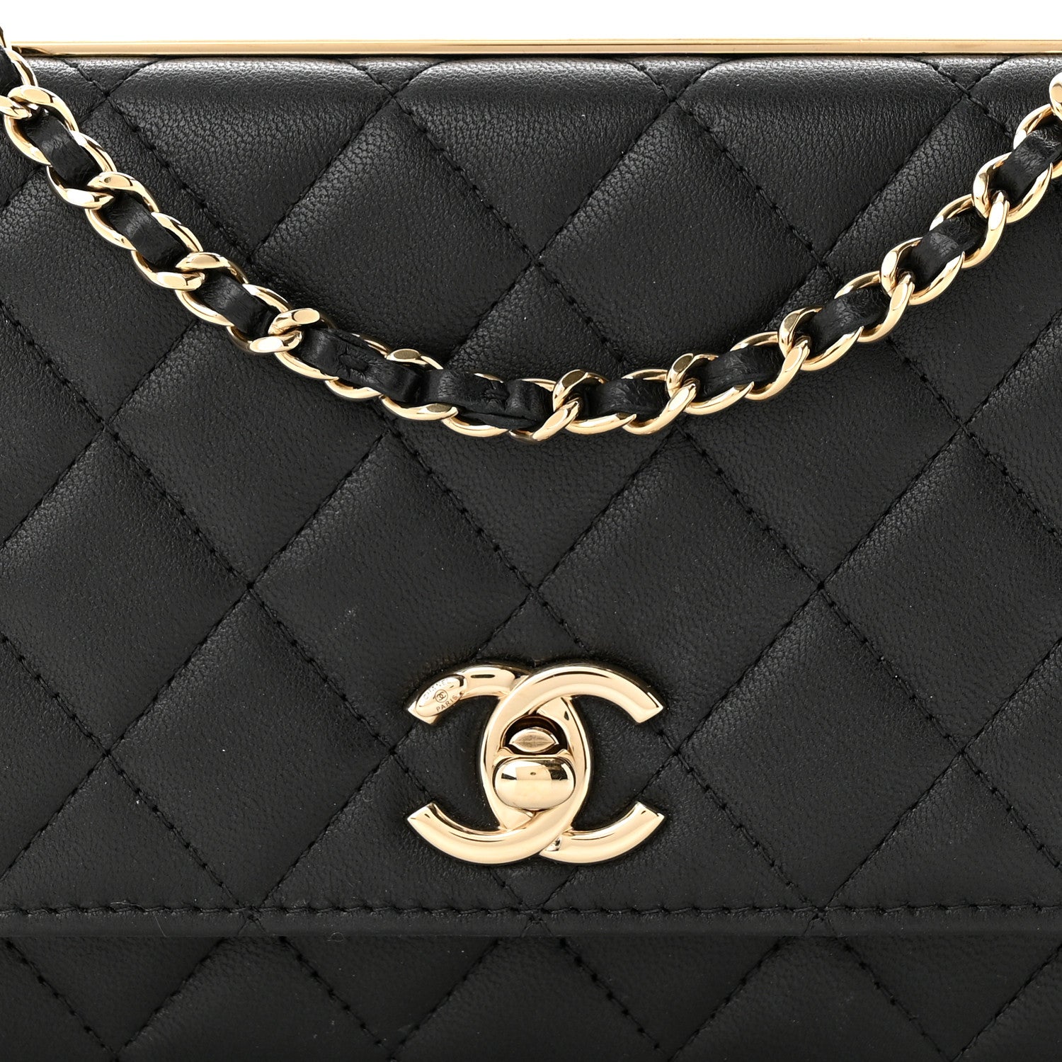Chanel Lambskin Quilted Trendy CC Wallet On Chain WOC Black 9 of 12