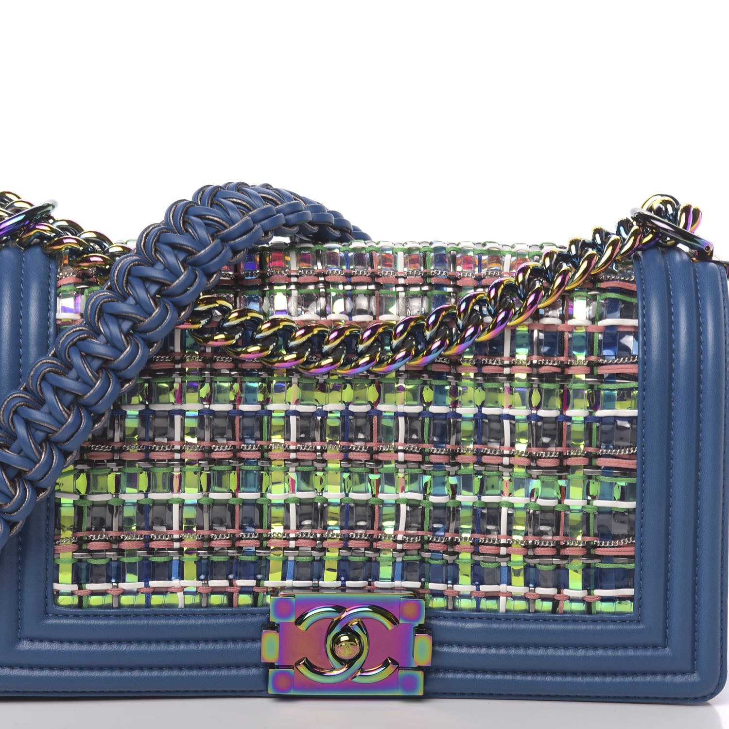 Chanel PVC Thread Woven Medium Boy Flap Dark Blue 10 of 11