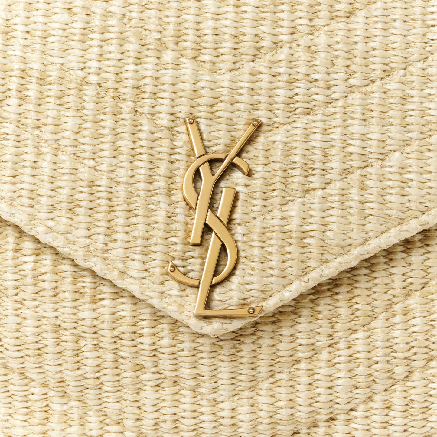 Raffia Quilted Medium Loulou Chain Satchel Natural