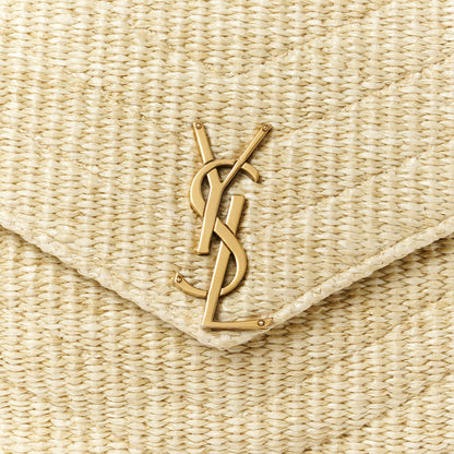 Saint Laurent Raffia Quilted Medium Loulou Chain Satchel Natural 10 of 13