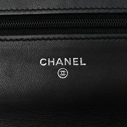 Chanel Lambskin Camellia Embossed Wallet On Chain WOC Black 6 of 15