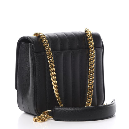 Saint Laurent Grain De Poudre Matelasse Monogram Medium Vicky Chain Bag Black 3 of 11