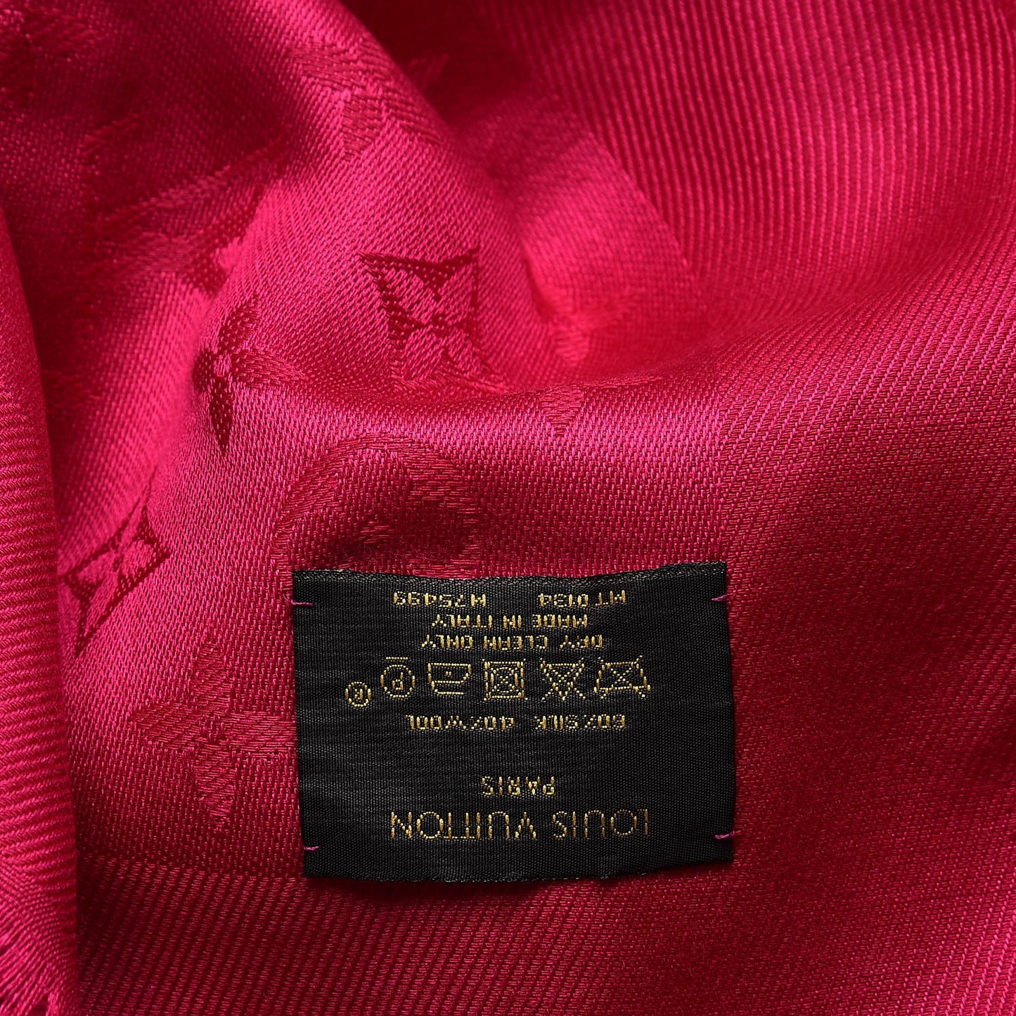 Wool Silk Monogram Shawl Strass Pink