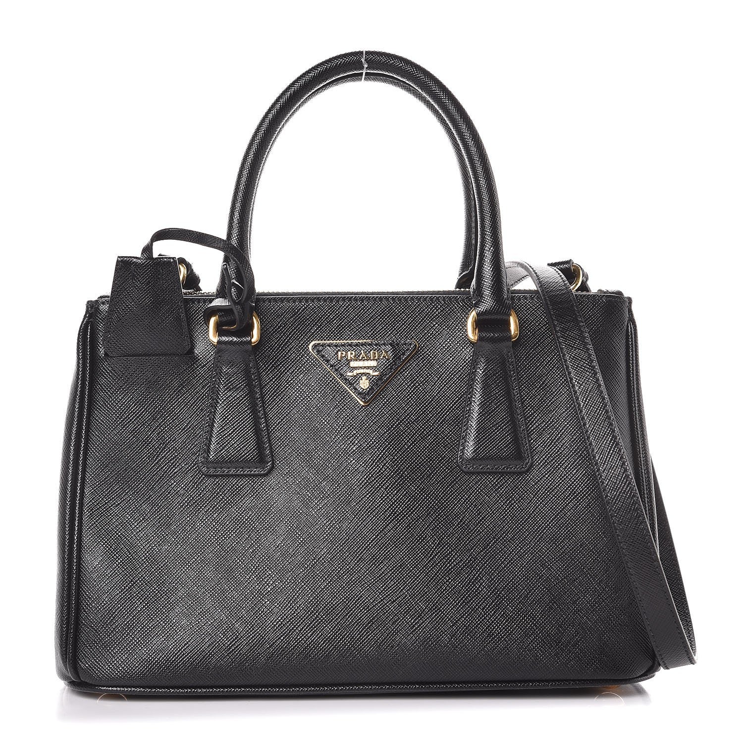 Prada Saffiano Lux Mini Double Zip Tote Black 1 of 9