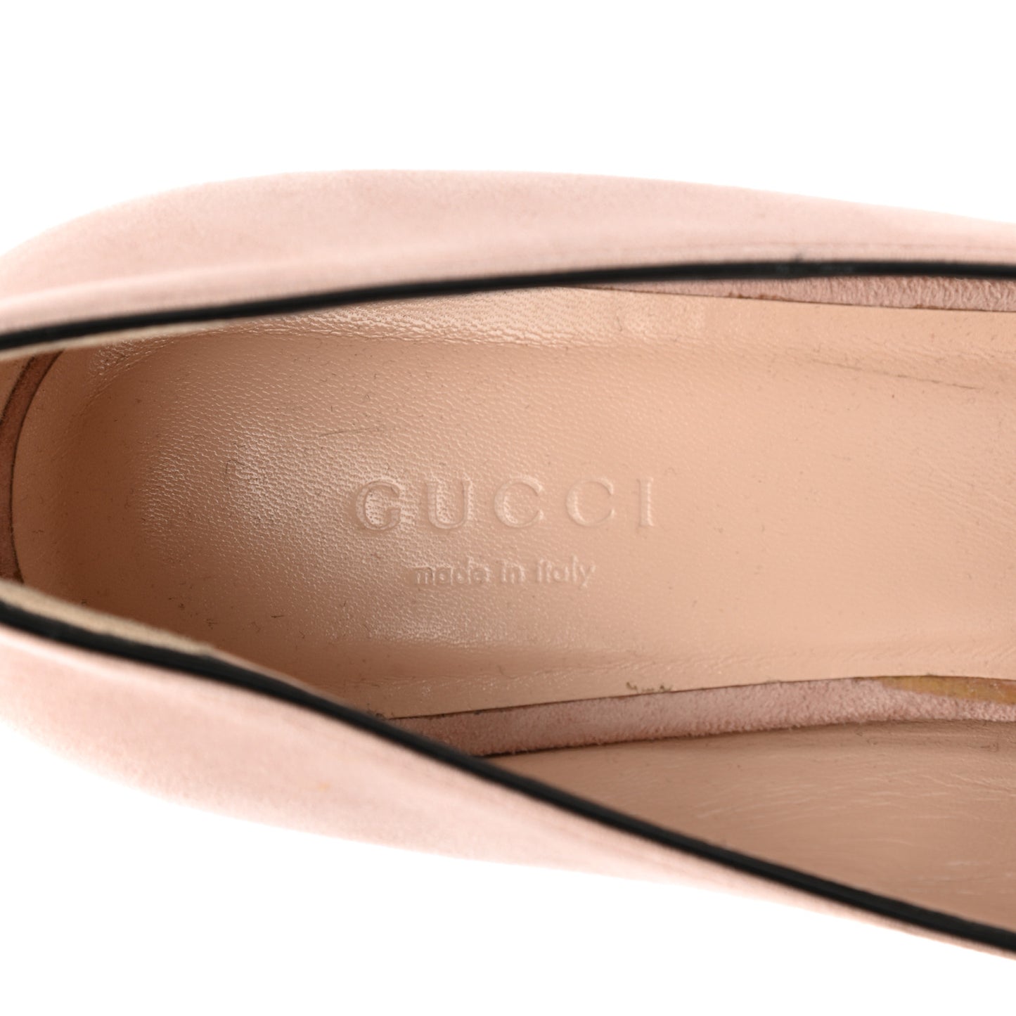 Kid Scamosciato GG Marmont Fringe 50mm Loafer Pumps 37.5 Crystal Pink