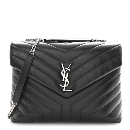 Saint Laurent Calfskin Y Quilted Monogram Medium Loulou Chain Satchel Black 1 of 11