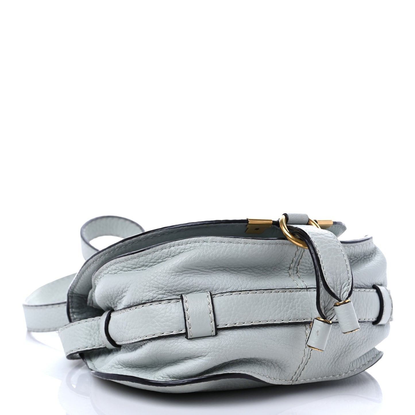 Calfskin Mini Marcie Round Crossbody Bag Light Cloud