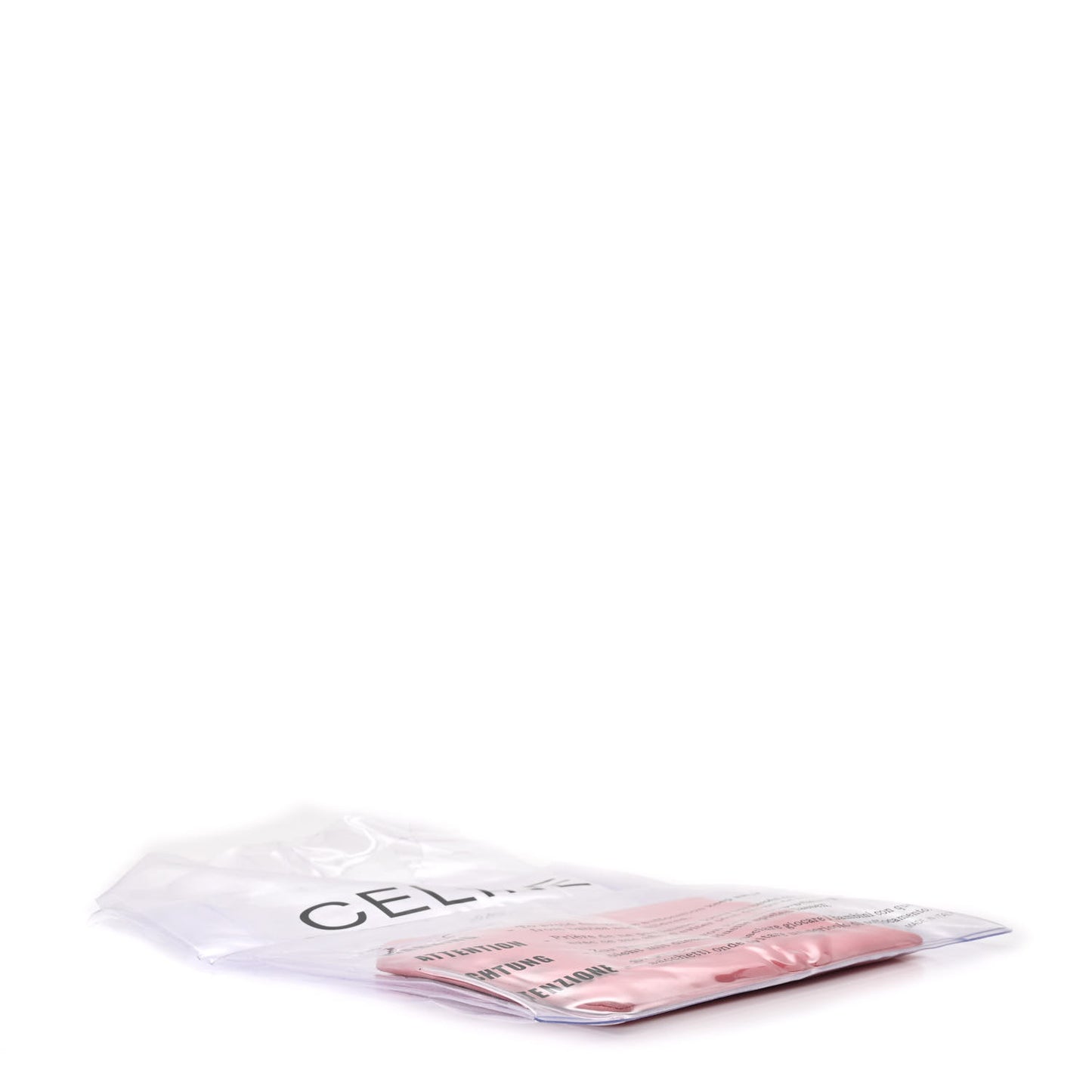 Plastic Bag with Cloudy Lambskin Solo Zip Pouch Clutch Pink