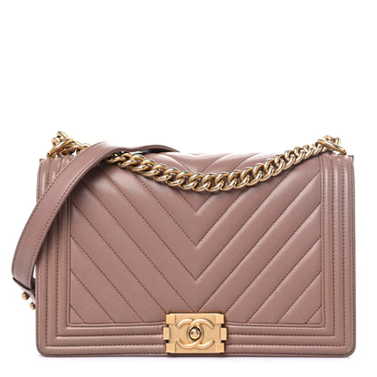 Chanel Lambskin Chevron Quilted New Medium Boy Flap Beige 1 of 22