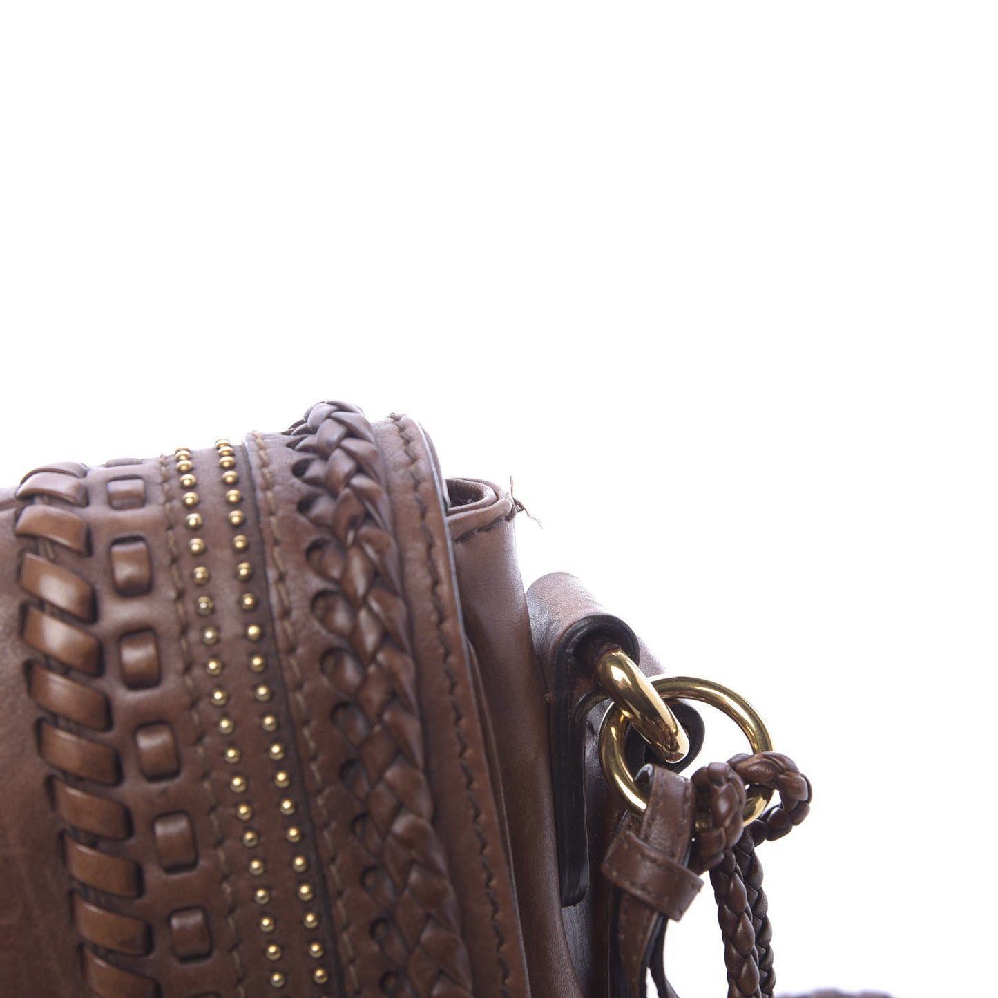 Calfskin Handmade Medium Flap Shoulder Bag Brown