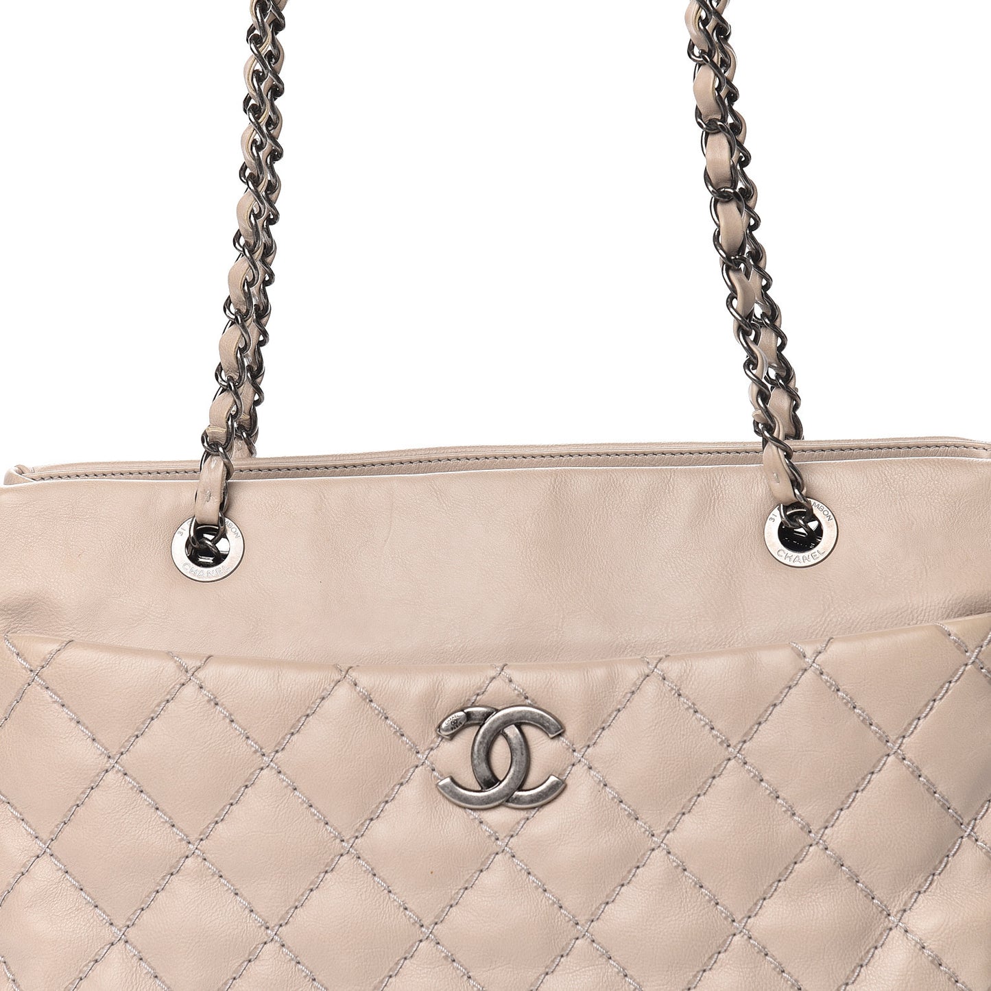 Calfskin Medium Stitch It Tote Beige