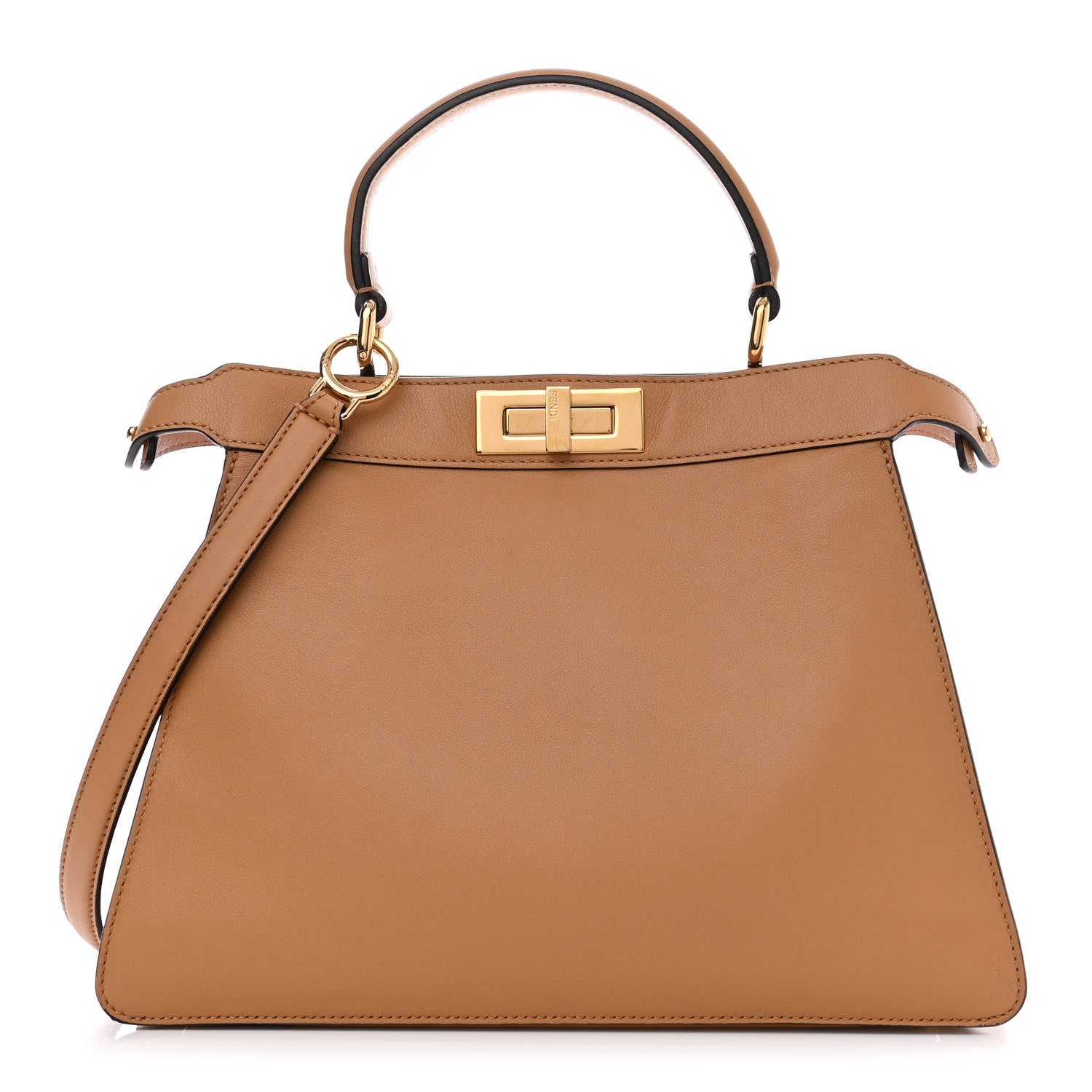 Fendi Vitello Seta Shiny Nappa Medium Peekaboo I SEE U Satchel Miele Scuro Light Rose 1 of 13