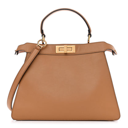 Fendi Vitello Seta Shiny Nappa Medium Peekaboo I SEE U Satchel Miele Scuro Light Rose 1 of 13