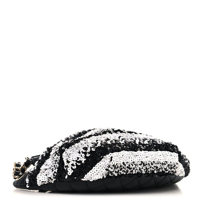 Chanel Sequin Coco Cuba Waist Bag Fanny Pack Black White 4 of 12