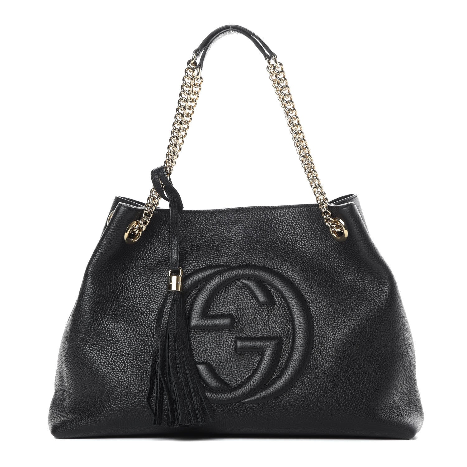 Gucci Pebbled Calfskin Medium Soho Chain Shoulder Bag Black 1 of 10