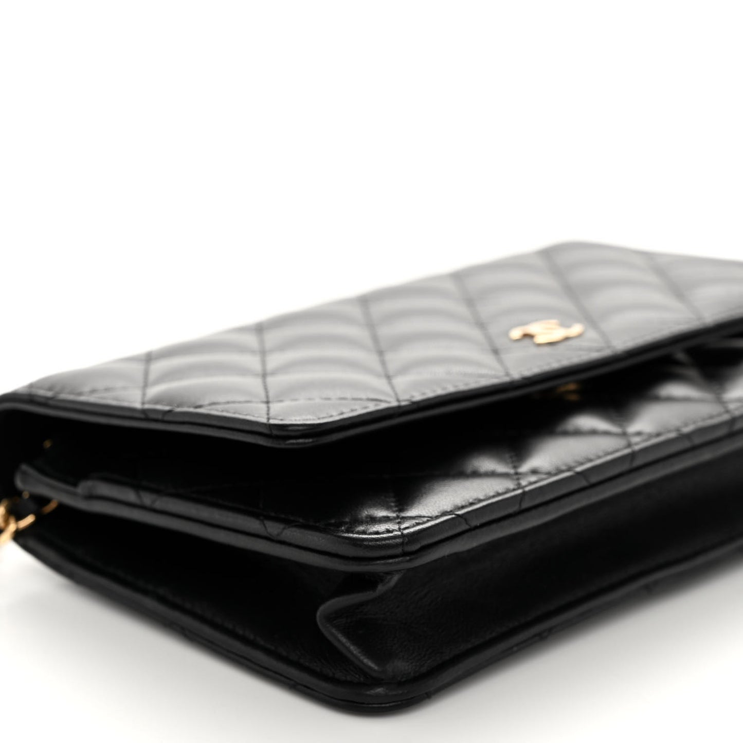 Lambskin Quilted Wallet On Chain WOC Black